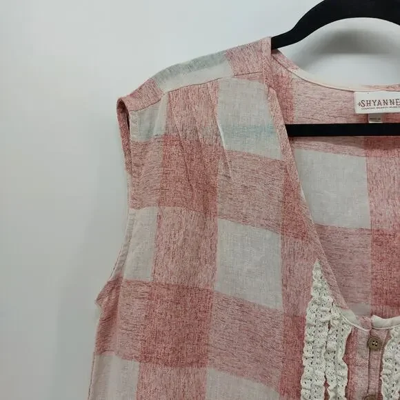 Shyanne Women Buffalo Plaid Blouse Red Ivory Size XS Western - Picture 6 of 14